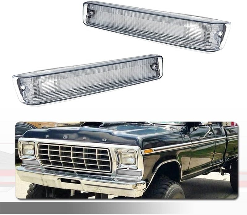 Tonsya For 1973-1979 Ford F-150 Trucks,1978-1979 Ford Bronco Front Corner Turn Signal Lights housing Clear Lens - Image 1